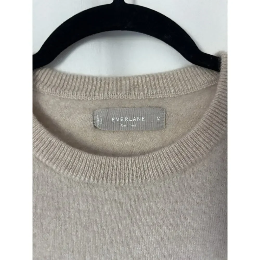 Everlane Sweater Medium Beige Crew Neck Cashmere Blend Womens - Picture 2 of 6